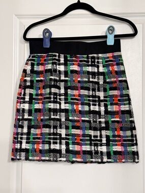 Milly Multi-Color Couture Tweed Mini Skirt Zip Back Size 4